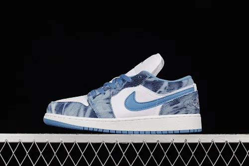 All categories Air Jordan Jordan series basketball shoes Air Jordan 1 Low G version pure original Air Jordan 1 Low "Washed Denim" AJ1 Joe 1 navy washed denim low-top casual sneakers DM8947-100